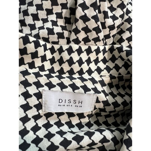 DISSH Button Front Top in Cream Black Diamond Pattern - Picture 3 of 3